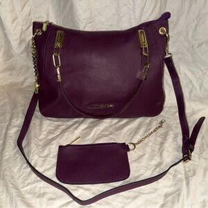 Michael Kors Deep Purple Shoulder Bag with Gold Accents